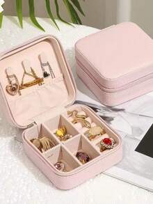 Jewelry Organizer Travel Jewelry Display Portable Travel Jewelry Boxes Storage Organizer - 玫瑰紅 - 查看 6