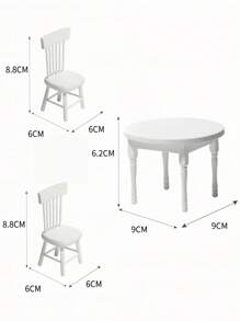 1:12 Puppenhaus Mini Weißer Esszimmertisch Set, 1 runder Tisch & 2 Stühle Miniatur Möbel Modell, Schlafzimmer Szene Dekoration, Vintage Esstisch, Schreibtisch Dekoration, Puppenhaus Zubehör, Handwerk, Retro Heim Dekoration Modell, Geschenk für Feiertage, Geburtstag, Weihnachten, Halloween, Farbe ins Leben bringen.