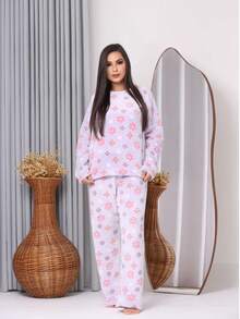 Printed Soft Fleece Complete Pajamas SHIPPING RANDOMLY ACCORDING TO STOCK AVAILABILITY - 隨機的 - 查看 1