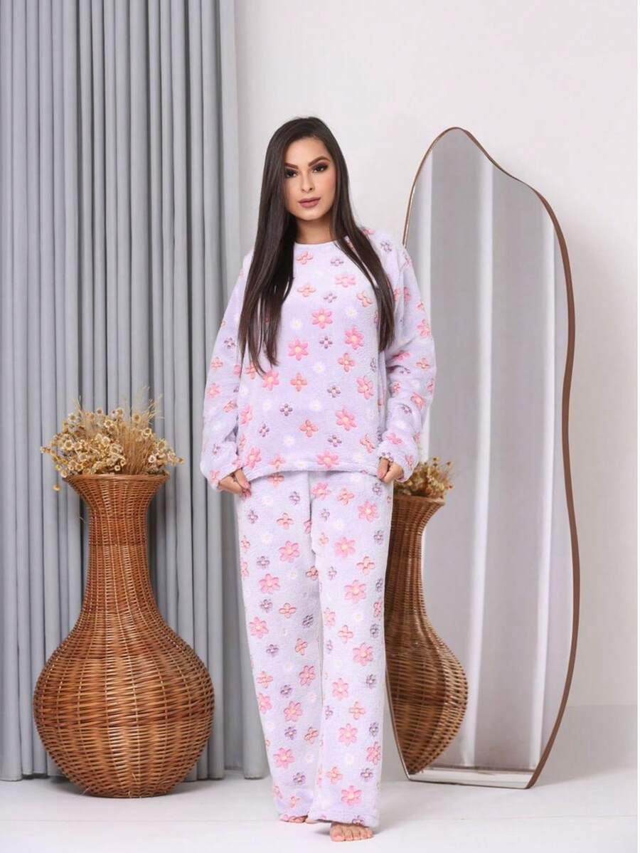 Printed Soft Fleece Complete Pajamas SHIPPING RANDOMLY ACCORDING TO STOCK AVAILABILITY - 隨機的 - 查看 1