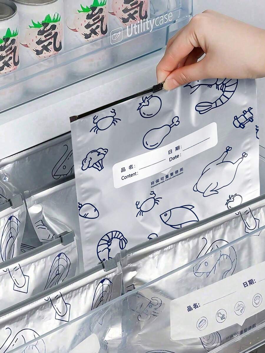 20 sztuk folii aluminiowej, utrzymujące świeżość, szczelne torby, dwa rodzaje opakowań wysyłane losowo, wielokrotnego użytku torby do przechowywania żywności w lodówce i zamrażarce 10 sztuk antybakteryjnych torebek z folii aluminiowej do przechowywania żywności, hermetyczne zamknięcie strunowe wielokrotnego użytku woreczki do lodówki i zamrażarki