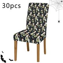 1 buc/2 buc/4 buc/6 buc Husă de scaun decorativă cu imprimeu de sărbători, stil desen animat drăguț, cu fantomă mică, temă de Halloween, husă elastică completă din spandex, husă de scaun rezistentă la murdărie pentru decorul casei