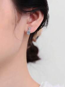 BLOVEMEE 2 buc Cercei minimalisti din argint 925 cu moissanit de 0,5 carate x 2, potriviți pentru purtarea zilnică a femeilor, petrecere, sărbători, Ziua Mamei, aniversare a nunții, cadou de ziua de naștere