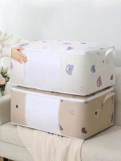 Scatola pieghevole per conservazione di vestiti, con manico rinforzato, adatta per riporre vestiti, coperte, piumoni, lenzuola, cuscini e giocattoli, per organizzare camera da letto, armadio, vestiti, biancheria da letto, giocattoli