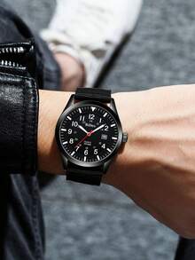 BIDEN 1块男士运动手表，12/24小时制易读阿拉伯数字表盘，男士模拟石英表，时尚休闲夜光防水手表，尼龙表带，适合日常佩戴/跑步 - 均碼 - 查看 6