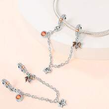 Silver Plated Charm Pinecone Pumpkin Honey Ginkgo Leaves Maple Autumn Series Beads Charm Pendant Ball Suitable For Bracelets DIY Women's Jewelry