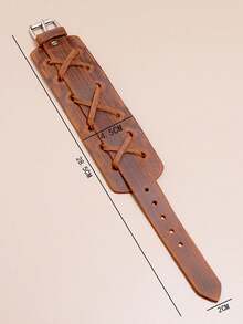 1 件真皮手链男士袖口手链可调节腕带复古手链珠宝礼物