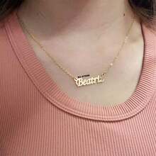 Beatriz Name Necklace Gold Plated Or Black Plated Silver In Stainless Steel Normal Letter Chain Double Double Choker With Light Point - 1 Colar Normal dourado - 查看 5