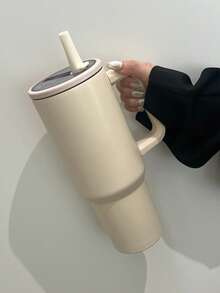 كوب فولاذي مقاوم للصدأ سعة 40 أونصة مع غطاء قش، مقبض مانع للانزلاق وحامل كوب للسيارة - احتفاظ بالثلج لمدة 34 ساعة، كوب سفر محكم الإغلاق للجيم والعمل والسيارة