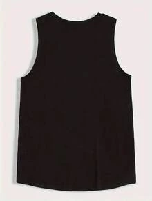 Black Scoop Neck Men's Tank Top With Colorful Coconut Tree Print, Surfing Sleeveless T-Shirt, Great For Training, All Occasions - màu đen - Xem 2