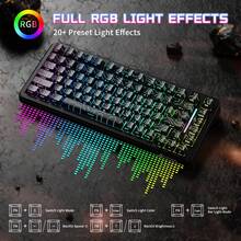 ATTACK SHARK X82PRO HE Wireless RGB Mechanical Gaming Keyboard With Rapid Trigger, Actuation Adjustment, Hall Effect Magnetic Switch, 8K Polling Rate, 2.4G/Bluetooth/USB-C, 5000mAh Battery For PC/Win (Anime White) - 黑色等高線 - 查看 7