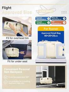 Ryanair 手提行李包 40 x 20 x 25 cm，附鞋子隔層旅行後背包，休閒多隔層筆電後背包 - 米色 - 查看 3