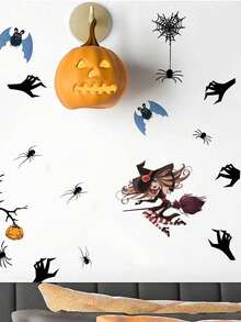 1pc Halloween Wall Sticker, Bat Spider Dead Tree Pumpkin Witch Home Decor Wall Decal, Glass Window Sticker, Party Atmosphere Decoration Sticker, Fun Wall Decal - Halloween Wall Stickers - View 4