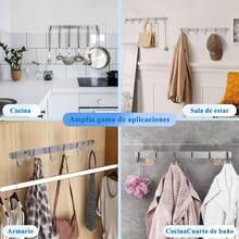 Estilo2PCS Perchero Pared,Perchero Para Ropa Resistente Con 6 Ganchos,Perchero Para Pared De Acero Inoxidable, Para Colgar Abrigos, Sombreros, Bolsos, LlavesVersióN Mejorada - 1 - Ver 7