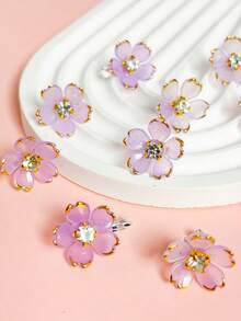 10个/套 白色花朵发夹，精致小花点缀闪亮水钻，清新自然——适合女孩和女士，日常、婚礼或特殊场合佩戴，增添低调优雅。轻巧易用，牢固固定头发，打造自然美丽的发型。尽情享受这些小花的温柔之美吧！ 爪夹、发夹、发卡 - 彩色 - 查看 4