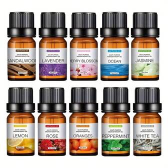Aromatherapy Essential Oils, Lavender Rose Scented Oils, Suitable For Diffuser, Humidifier, Candle And Hair Care - Includes Rose, Lavender, Jasmine, Sandalwood, White Tea And Other Fragrances