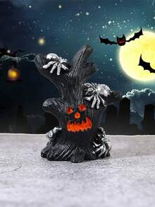 Tree Stump Ghost Figurines Garden Miniatures, Mini Spooky Halloween Resin Ghost Statue Ornament For Porch Patio Backyard Yard Home Shelf Decor Accent Halloween DIY Accessories Tree Ghost Pumpkin Tree Decorative Resin Accessories Fall Decor Autumn Decor Home Decor Halloween Decor Room Decor