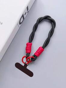 1pc Solid Color Braided Rope Twisted Chain Pendant Keychain Wrist Strap, DIY Handmade Lanyard For Camera, Free Phone Charm Gifts For Mother, Family, Friends, Birthday, Holiday Phone Chain - Multicolor - View 12