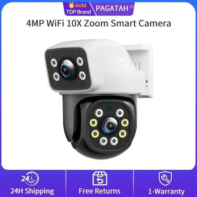 PEGATAH 4MP 10X Zoom PTZ Outdoor WiFi Camera Automatic Tracking Audible Visual Alarm Two Way IP66 Security Camera