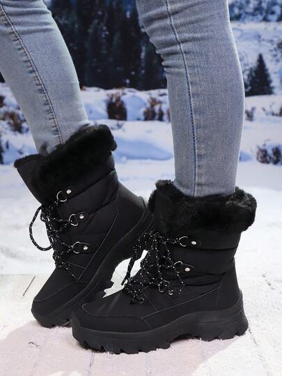 2025 Winter Women's Versatile Casual Fashion Thick-Soled Shock-Absorbing Warm Snow Boots,Fur Boots