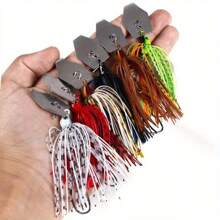 6pcs Weedless Chatterbait Spinner Lure Set With Glitter Iron Baits For Bass, Pike, Freshwater Fishing Gear