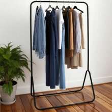 1 pieza Perchero de pie, dormitorio, sala de estar, dormitorio, percha de pie, Expositor de Ropa para Sala o Dormitorio, Gran Capacidad, Fácil de Montar (80 x 44 x 145 cm; Negro) - Negro - Ver 1
