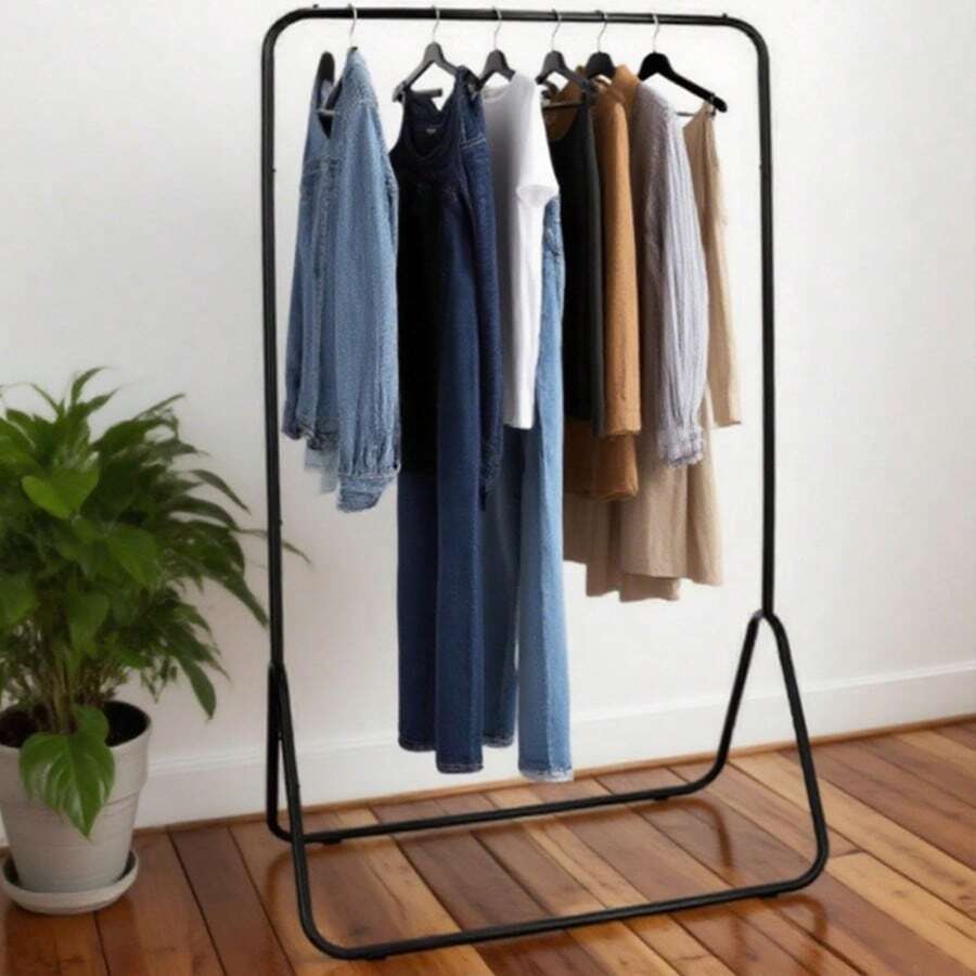 1 pieza Perchero de pie, dormitorio, sala de estar, dormitorio, percha de pie, Expositor de Ropa para Sala o Dormitorio, Gran Capacidad, Fácil de Montar (80 x 44 x 145 cm; Negro) - Negro - Ver 1