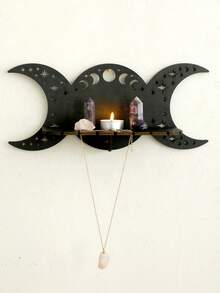 1 chiếc giá đỡ trưng bày pha lê ba mặt trăng bằng gỗ đen, giá treo tường trang trí bàn thờ phù thủy tâm linh với thiết kế hình trăng lưỡi liềm khoét rỗng, đồ trang trí chủ đề phù thủy phong cách Boho Gothic cho phòng ngủ Halloween, phòng thiền, phòng khách, không gian yoga, tiệc Halloween, trang trí nhà cửa. - Giai đoạn Mặt Trăng - Xem 7