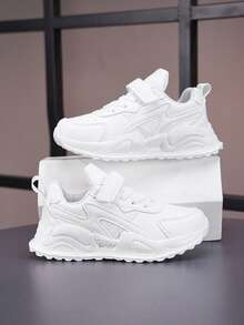 Casual Comfortable Solid Color Low Top Sneakers For Girls, Non-Slip Shock-Absorbing Sport Shoes For All Seasons - White - View 6