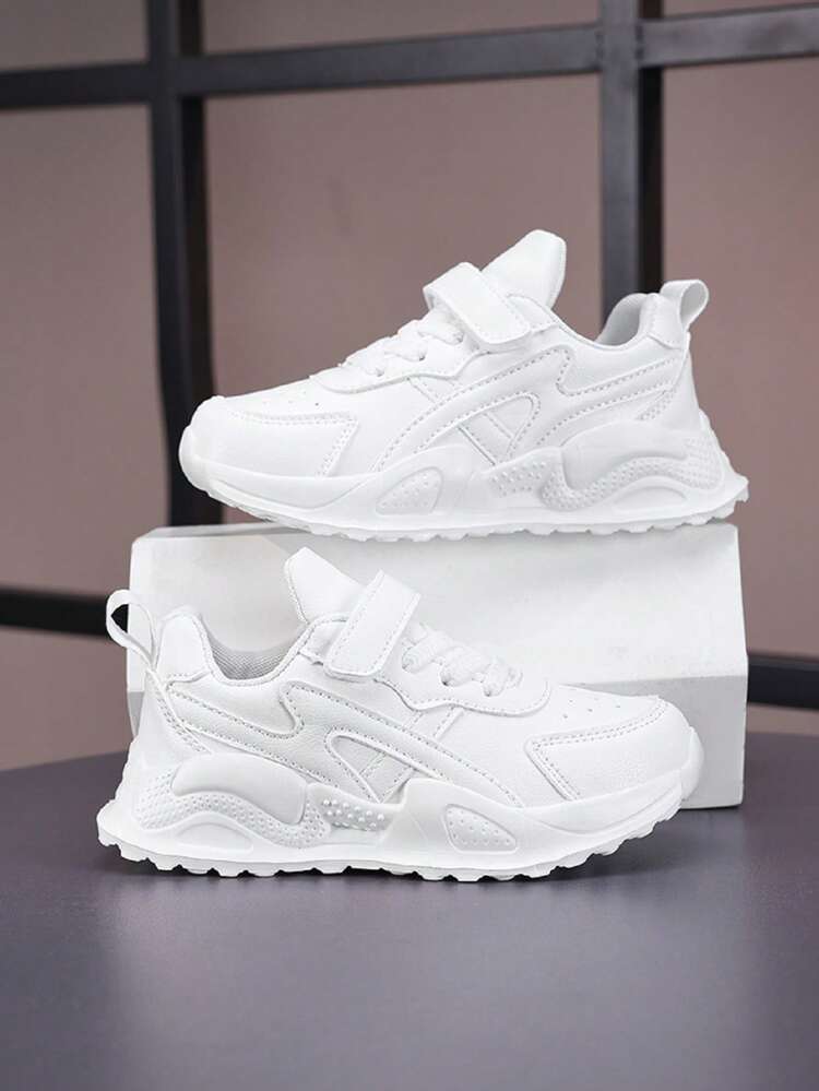 Zapatillas deportivas de unicolor, cómodas e informales de suela baja para niñas, zapatos deportivos antideslizantes y con amortiguación de golpes para todas las estaciones - Blanco - Añade 6