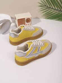 1 Pair Kids' Fashionable Colorblock Sports Shoes, Design Suitable For Boys & Girls, Versatile For Party, Gathering, Travel & Vacation - Silver - View 6