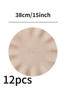 1/4/6/12pcs Bohemian Style Woven Round Placemats, 15 Inch, Solid Color, Kitchen Dining Table Decor Coasters, Non-Slip Pads For Holiday Party, Birthday, Wedding, Dinner, Home Decor, Dorm (Multiple Color Options)