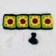 onEternal Handmade Crochet Sunflower Steering Wheel Cover And Seatbelt Cover Car Decor Set