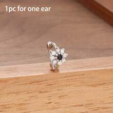 1 Peça Brinco Argola Pequena com Zircônia, Brinco Dourado 18K com Florzinha, Brincos de Cartilagem, Labrete, Tragus, Hélix, Joias de Piercing