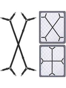 2 Pieces Of 4-Clip Adjustable Bed Sheet And Quilt Fastener, Adjustable Triangle With Elastic Fixer Pendant, Suitable For Bed Sheets, Mattress Covers, Sofa Cushions, Sofa Cover Buckles, Quilt Clips And Metal Clips.