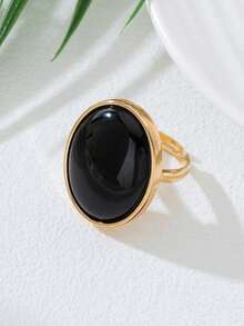 1pc Classic Fashion Geometric Adjustable Oval Resin Alloy Ring For Women - Ring - View 8