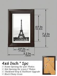 A4/A5/4x4/4x6/5x7/6x6/8x8/8x10 倒角邊相框，復古照片框適用於牆面/桌面，黑色/紅色/棕色/灰色/橡木/木紋照片架，仿木材質，高端加厚條，硬體升級 - 彩色 - 查看 16