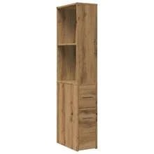 Mobiletto da bagno stretto Larryhot con ruote in rovere lavorato a mano, bello e pratico, ideale per riporre oggetti e decorare la casa - Castano - Visualizzare 2