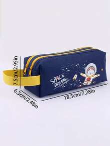 大容量卡通铅笔盒，布艺文具袋，可爱收纳袋，可定制logo印刷 - 藏蓝色 - 查看 6