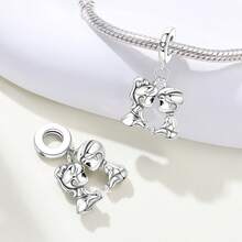 CYCUFF Mặt dây chuyền mạ bạc, thiết kế dễ thương hình đôi bạn thân bé trai và bé gái, thích hợp để tự làm vòng tay, dây chuyền, quà tặng sinh nhật hoặc quà tặng cho nữ giới lý tưởng. - Bạc - Xem 2