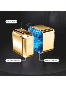 8pcs Metal Whiskey Golden Stones With Silicone Tong Set, Golden Stainless Steel Whiskey Ice Cubes, Golden Reusable Chilling Ice Cubes Wine Chiller For Beer, Vodka, Liqueurs, Sushi, Cocktail Party Bar, Drinks Cooler Set, - Vàng - Xem 8