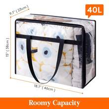 1/4 piezas Bolsas de almacenamiento de plástico transparente extra grandes de 40L con cremallera y asas reforzadas, adecuadas para guardar ropa, ropa de cama y suministros de mudanza - Multicolor - Ver 10