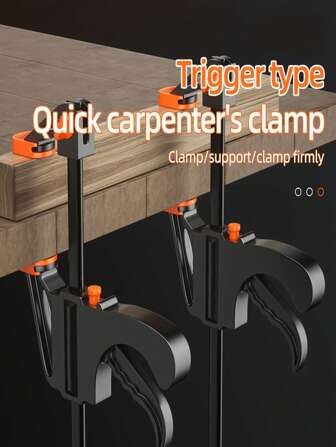 4-Inch Woodworking F Clamp, With Quick-Release Tightening Handle, Durable Plastic, No Assembly Required, Ideal For DIY And Woodworking Projects, Woodworking Accessories | Stylish Black Clamp | Durable Plastic Clamp