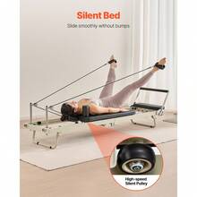 Foldable Pilates Reformer, Pilates Workout Machine For Home Gym Studio Use, Pilates Bed With Dual Resistance- Spring & Cord, Reformer Set For Advanced Users And Beginners, Up To 400 LBS - Black - View 4