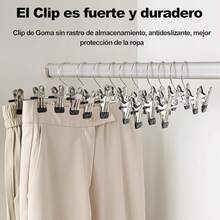 30PCS Ganchos para Pantalones con Clip Perchas para Ropa 40CM Metal Ligero Resistent Antideslizantes Duradera Ajustables con Gancho Giratorio Perchas para Faldas Jeans Adultos Hogar - 30 - Ver 4