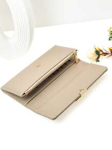 新款女士 PU 柔软长款钱包 时尚休闲大容量多功能手拿包卡包证件包携带方便适合作为节日礼物女士钱包钱包钱夹秋季 - 杏色 - 查看 5