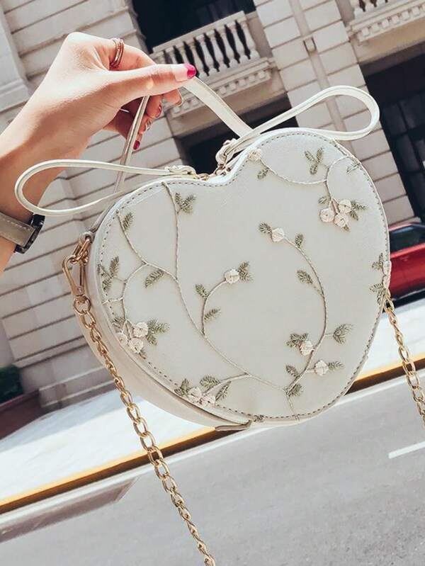 Nueva bolsa de hombro casual con forma de corazón de encaje de moda para mujer, verano