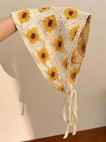 1件/套 可爱甜美钩扣樱桃镂空发箍 INS风情人节发带头巾发箍吸汗带，秋冬季女士度假装扮发饰优雅围巾女士头巾柔软头巾 - 米色 - 查看 8