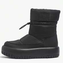 CAMEL CROWN 面包雪地靴 中筒厚底 防寒保暖加厚鞋 女式踝靴 - 黑色 - 查看 2