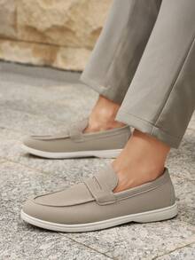 Men's Classic Suede Loafers, Casual Slip-On Driving Shoes, Round Toe Flat Moccasins, Handmade Boat Shoes Old Money Chic Autumn - 卡其色 - 查看 18